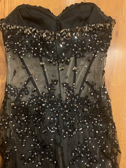 MoriLee Black Size 10 Beaded Top Sequined Corset Mermaid Dress on Queenly