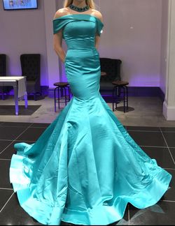 Sherri Hill Green Size 2 Teal Sequin Floor Length Strapless Mermaid Dress on Queenly