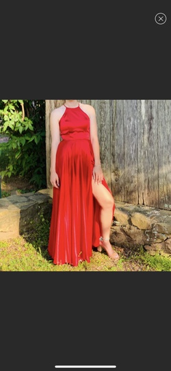 Windsor Red Size 4 Halter Silk Side slit Dress on Queenly