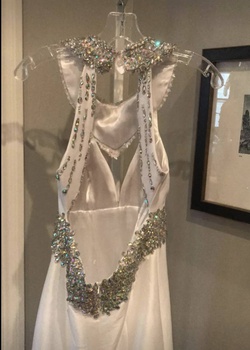 Ritzee White Size 2 Halter Sequin Beaded Top Mermaid Dress on Queenly