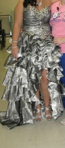 Panoply Silver Size 16 Prom Train Dress on Queenly