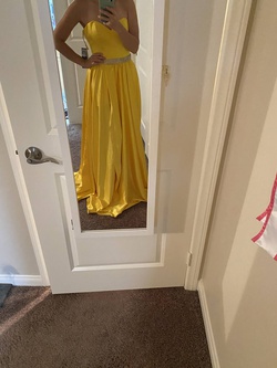 Jovani Yellow Size 2 Pockets Strapless A-line Dress on Queenly