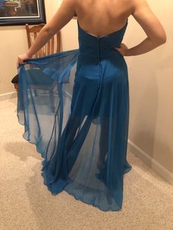 Blush Prom Blue Size 4 Fun Fashion High Low 50 Off Side slit Dress on Queenly