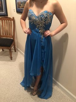 Blush Prom Blue Size 4 Blush Side slit Dress on Queenly