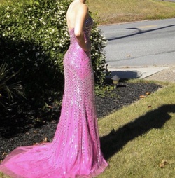 Jovani Pink Size 2 Sequined Straight Dress on Queenly