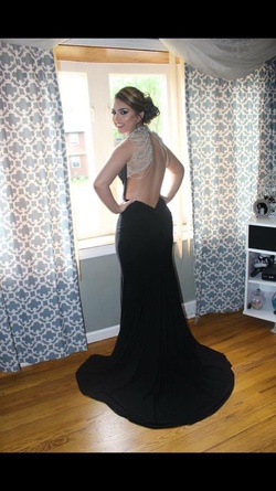 Sherri Hill Black Size 4 Jewelled Backless Train Dress on Queenly