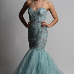 Sherri Hill Light Blue Size 4 Corset Prom Mermaid Dress on Queenly