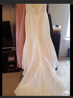 Mikaella White Size 12 Wedding Floor Length Plus Size Train A-line Dress on Queenly