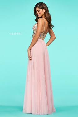 Style 53567 Sherri Hill Pink Size 4 Prom Plunge A-line Dress on Queenly