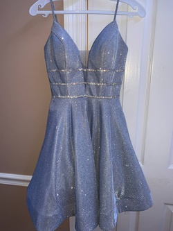 narianna Light Blue Size 00 Shiny Homecoming Sheer Cocktail Dress on Queenly