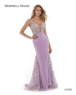 Style 16098 Morrell Maxie Purple Size 6 Prom Plunge Mermaid Dress on Queenly