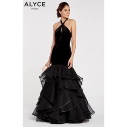 Style 60411 Alyce Paris Black Size 8 Tulle Mermaid Dress on Queenly
