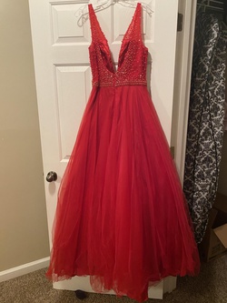 Milano Formals Red Size 8 Prom Plunge Ball gown on Queenly