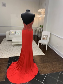 Sherri Hill Couture Red Size 6 Holiday Backless Strapless Side slit Dress on Queenly