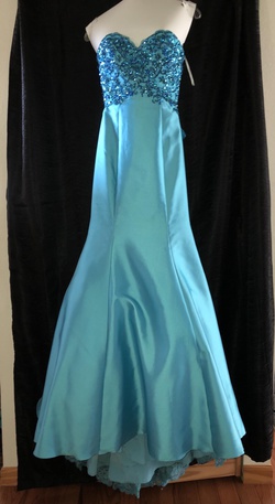 Ellie Wilde Blue Size 2 Pageant Tall Height Mermaid Dress on Queenly