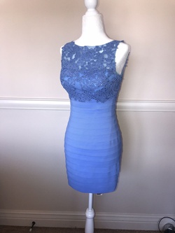Sherri Hill Blue Size 2 Sorority Formal Sheer Wedding Guest Cocktail Dress on Queenly