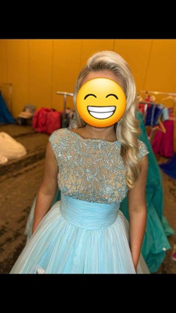 Sherri Hill Blue Size 4 Tall Height Ball gown on Queenly
