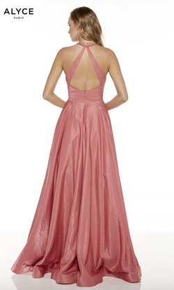 Style 60623 Alyce Paris Pink Size 10 Halter Tall Height V Neck A-line Dress on Queenly