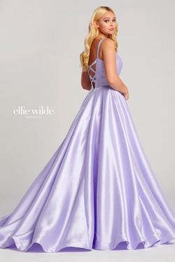 Style EW120023 Ellie Wilde Purple Size 24 Tall Height Silk Ball gown on Queenly