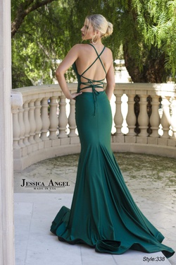 Style 338 Jessica Angel Green Size 4 Halter Corset Tall Height Mermaid Dress on Queenly