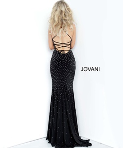 Style 1114 Jovani Black Size 4 Train Tall Height Fitted Straight Dress on Queenly