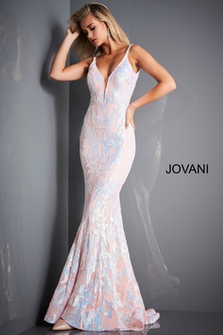 Style 3263 Jovani Pink Size 6 Backless Tall Height Mermaid Dress on Queenly