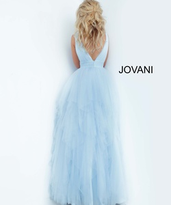 Style 3928 Jovani Blue Size 2 Backless Tall Height Ball gown on Queenly