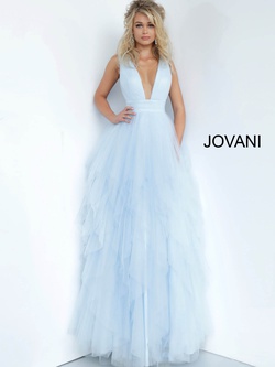 Style 3928 Jovani Blue Size 2 Backless Tall Height Ball gown on Queenly