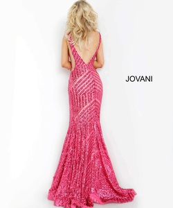 Style 59762 Jovani Pink Size 4 Sheer Tall Height Mermaid Dress on Queenly