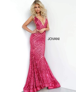 Style 59762 Jovani Pink Size 4 Sheer Tall Height Mermaid Dress on Queenly