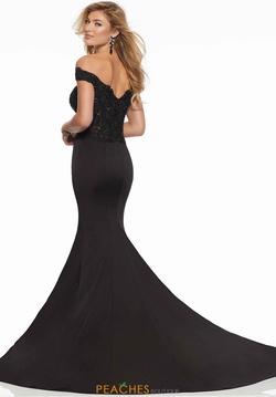 Style 43114 Mori Lee Black Size 10 Train Tall Height Lace Mermaid Dress on Queenly