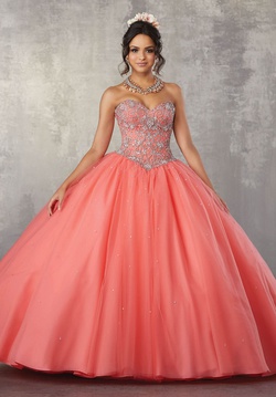 Style 89171 Mori Lee Pink Size 8 Corset Tall Height Ball gown on Queenly