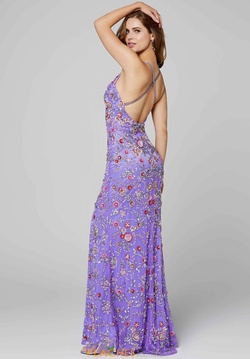 Style 3073 Primavera Purple Size 00 Backless Tall Height Side slit Dress on Queenly