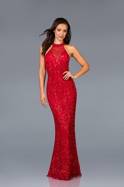 Style 48690 Scala Red Size 4 Backless Tall Height Side slit Dress on Queenly