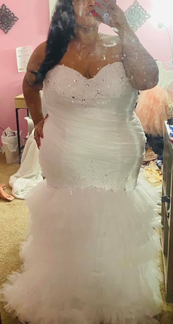 custom White Size 26 Wedding Sweetheart Mermaid Dress on Queenly