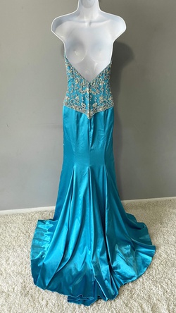 Crown Collection Blue Size 6 Turquoise Train Straight Dress on Queenly