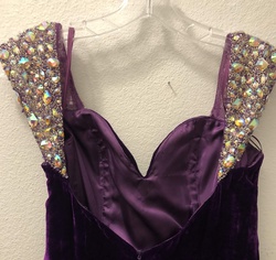Johnathan Kayne Purple Size 8 Side Slit Velvet Mermaid Dress on Queenly
