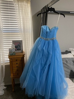 Alfred Angelo Blue Size 2 Tall Height Strapless Prom Ball gown on Queenly