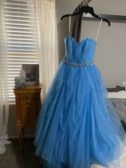Alfred Angelo Blue Size 2 Tall Height Strapless Prom Ball gown on Queenly