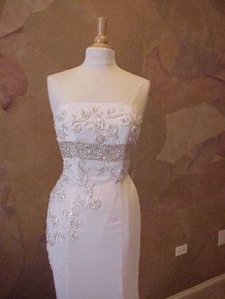 Style 2402 strapless empire waist beaded pageant evening dresses Darius Cordell White Size 8 50 Off Pageant Mermaid Dress on Queenly