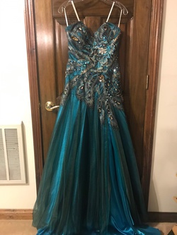 Mac Duggal Blue Size 4 Pageant Strapless Side slit Dress on Queenly