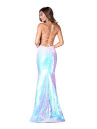 Style 8819 Vienna Silver Size 10 Corset Prom Straight Dress on Queenly