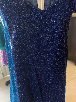 Claires Collection Blue Size 6 Shiny Tall Height Side slit Dress on Queenly