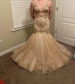 Mori Lee Gold Size 4 Pageant Backless Prom Mermaid Dress on Queenly