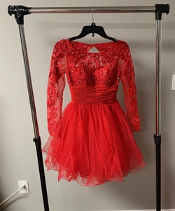 Sherri Hill Red Size 00 Homecoming Medium Height Sleeves Cocktail Dress on Queenly