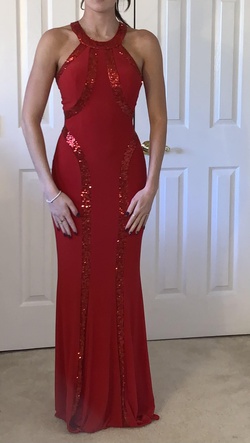 Faviana Red Size 0 Shiny Prom A-line Dress on Queenly