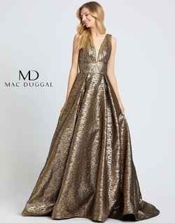 Style 66217D Mac Duggal Gold Size 12 Tall Height Prom A-line Dress on Queenly