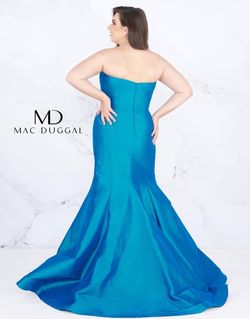 Style 67606F Mac Duggal Blue Size 14 Bodycon Strapless Mermaid Dress on Queenly