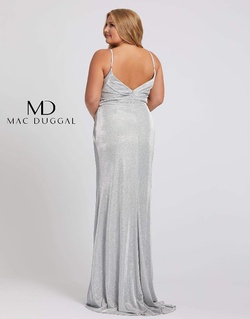 Style 49049F Mac Duggal Silver Size 16 Pageant Tall Height Side slit Dress on Queenly