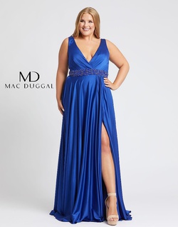Style 67244F Mac Duggal Royal Blue Size 16 Tall Height Prom Side slit Dress on Queenly